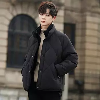 Зимняя куртка-пуховик мужская новая модная хулиганская красивая повседневная молодежная теплая верхняя куртка тренд M шампанского