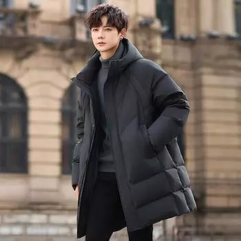 Зимняя куртка-пуховик мужская, утолщенная, для молодежи, средней и длинной длины M