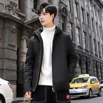 Зимняя куртка-пуховик мужская утолщенная теплая белая утиная пуховая студенческая однотонная универсальная куртка подростковая одежда мужская M
