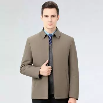 Зимняя куртка-пуховик мужская утолщенная теплая куртка для руководителей среднего возраста, зимняя куртка из белого утиного пуха 170