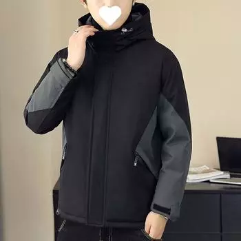 Зимняя куртка-пуховик с капюшоном Fat Man Printed, мужская, больших размеров, свободная, утолщенная, повседневная, на утином пуху M чёрный