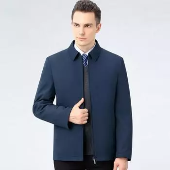 Зимняя куртка-пуховик с лацканами для мужчин среднего возраста, белая куртка-пуховик на молнии для папы среднего возраста 170