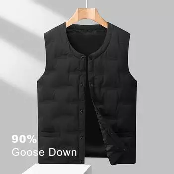 Зимняя куртка-пуховик, сохраняющая тепло, пуховый жилет, водоотталкивающая толстая зимняя куртка без рукавов M чёрный