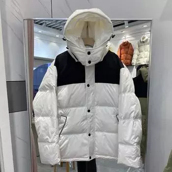 Зимняя куртка-пуховик женская короткая модная брендовая пара, подходящая по цвету утолщенная куртка-хлеб 2024, новая короткая куртка с капюшоном S белый