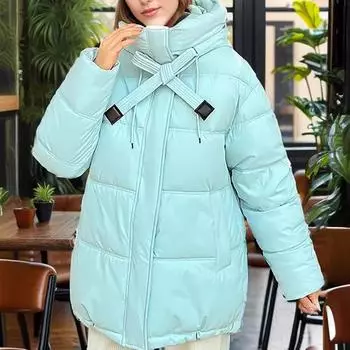Зимняя куртка-пуховик женская повседневная свободная куртка-пуховик с капюшоном теплая женская верхняя одежда M синий