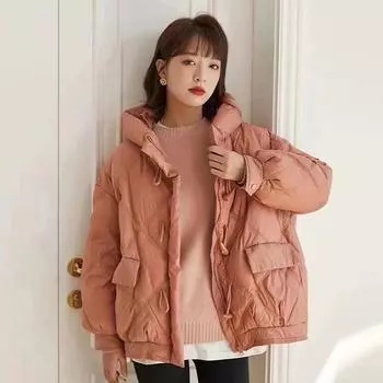 Зимняя куртка-пуховик женская свободная теплая модная взрывная куртка S size 90-60kg розовый