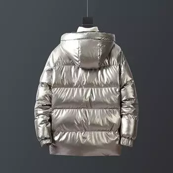 Зимняя куртка размера плюс 8xl с хлопковой подкладкой, повседневная глянцевая хлопковая стеганая куртка, мужская куртка с капюшоном для хлеба XXXXL чёрный