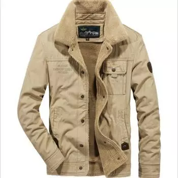 Зимняя куртка с хлопковой подкладкой для мужчин с дополнительным флисовым лацканом, теплое пальто для молодежи и людей среднего возраста, свободная куртка большого размера с хлопковой подкладкой M