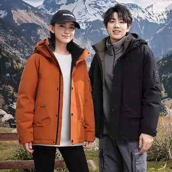 Зимняя куртка с капюшоном для мужчин и женщин, свободная ветрозащитная куртка для пар в том же стиле, для мужчин XS чёрный