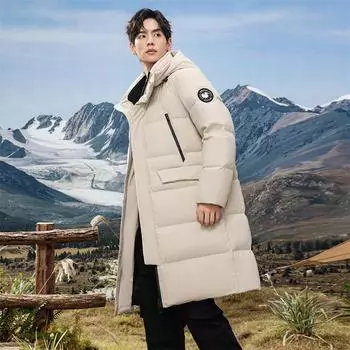 Зимняя куртка с капюшоном, мужская утолщенная куртка длиной до колена, молодежная арктическая куртка-пуховик для активного отдыха M