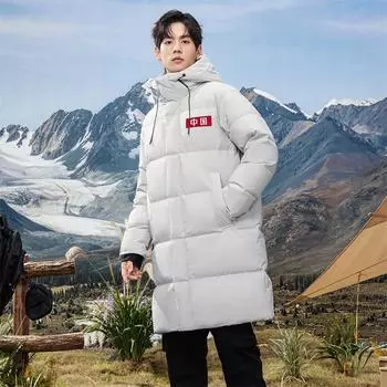 Зимняя куртка с капюшоном, мужская утолщенная, выше колена, молодежная куртка для экстремальных холодов M