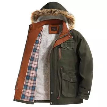 Зимняя куртка с капюшоном, мужская ветровка, куртка средней длины, утолщенная бархатная куртка большого размера, мужская куртка M