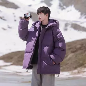 Зимняя куртка с капюшоном на хлопковой подкладке, куртка на хлопковой подкладке для мужчин, корейская версия, модная, повседневная, универсальная, теплая, утолщенная куртка на хлопковой подкладке, топ M
