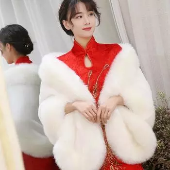 Зимняя куртка с капюшоном, пальто из искусственного меха, женская шаль, вечернее платье, накидки из меха, большие наплечники, тонкая женская искусственная накидка