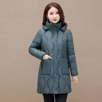 Зимняя куртка средней длины до колена утолщенная куртка большого размера