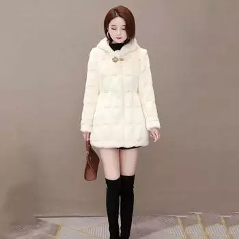 Зимняя куртка средней длины Искусственный мех Травяная куртка Теплая Свободная Модная XXL