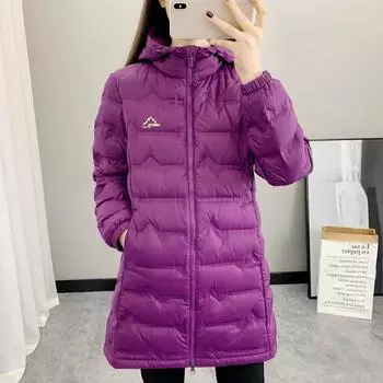 Зимняя куртка средней длины с белым утиным пухом, женская толстая теплая куртка с капюшоном, куртка для альпинизма и горнолыжного спорта XXXXL чёрный