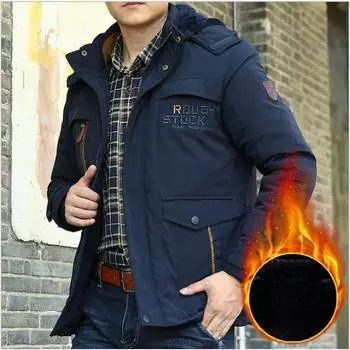 Зимняя куртка средней и длинной длины с хлопковой подкладкой и флисом, повседневная термокуртка, мужская одежда L хаки