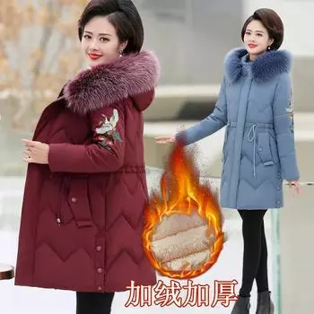 Зимняя куртка-стеганая для мамы, средняя и длинная, большого размера, утолщенная куртка-стеганая, для женщин 40 лет, 50 лет, среднего и пожилого возраста, куртка-пуховик XL (recommended 80-52.5kg)