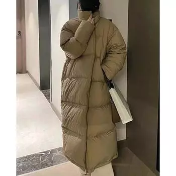 Зимняя куртка свободного покроя из хлопка с длинным пухом, женская модная повседневная толстая теплая куртка на молнии, водонепроницаемая парка, пальто M чёрный