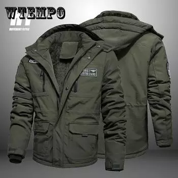 Зимняя куртка в стиле милитари, мужская брендовая качественная ветровка, теплое уличное пальто на флисовой подкладке, повседневное тонкое тактическое пальто, мужские парки XXXXL