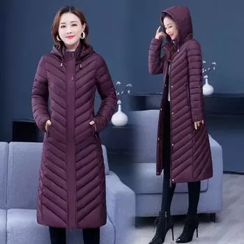 Зимняя куртка женская длинная и среднего размера до колена, зимняя, новая, большого размера XL чёрный