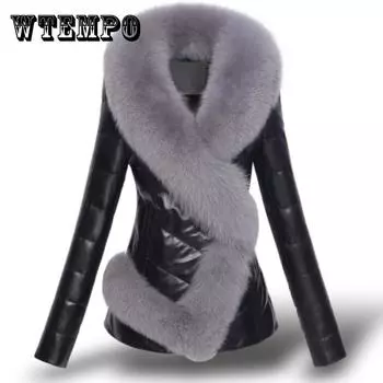 Зимняя куртка женская из оленьей кожи большого размера толстое пальто с лацканами тренч сплошной цвет S чёрный