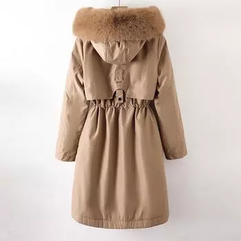 Зимняя куртка, женская парка, одежда, длинное пальто, шерстяная подкладка, куртка с капюшоном, меховой воротник, толстая теплая зимняя одежда, парка с подкладкой S