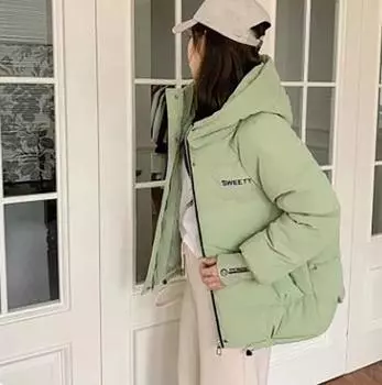 Зимняя куртка женская пуховик теплая парка с длинным рукавом женская повседневная пуховая хлопковая куртка короткая с капюшоном верхняя одежда женская S белый