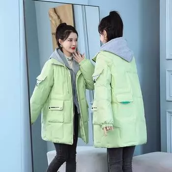 Зимняя куртка женская свободная двухсекционная куртка на хлопковой подкладке M белый