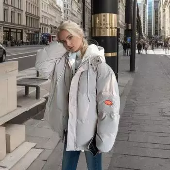 Зимняя куртка женская верхняя одежда толстый пух хлопковая подкладка короткие парки женские большие размеры повседневные свободные с капюшоном пузырь пальто женские S