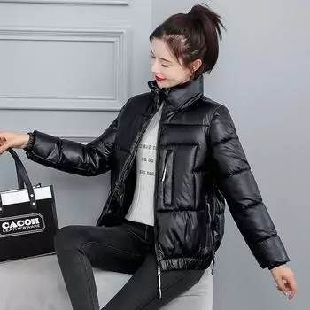 Зимняя куртка женская зимняя студенческая хлопковая стеганая куртка M чёрный