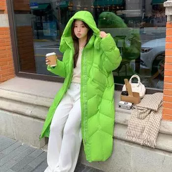 Зимняя куртка женская зимняя зимнее пальто для женщин Длинная утепленная женская зимняя куртка-пуховик женская одежда пальто L чёрный