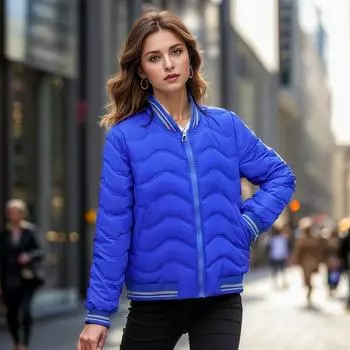 Зимняя легкая куртка из хлопка для отдыха на открытом воздухе с повседневным воротником-бейсболкой, теплая и тонкая, короткая, легкая куртка из хлопка для женщин M белый