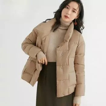 Зимняя легкая куртка-пуховик женская большого размера ультралегкая модная легкая свободная куртка Tide S хаки