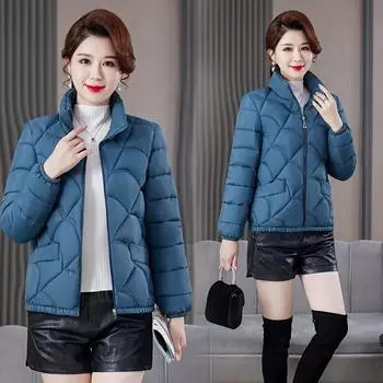 Зимняя легкая модная куртка больших размеров с воротником, однотонная хлопковая стеганая куртка, женское теплое пуховое хлопковое пальто XL чёрный