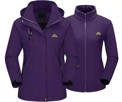 Зимняя лыжная куртка для скалолазания Large Bike Fleece Ski Dark XL [TACVASEN] Рабочая одежда, женская, одежда, одежда, куртка, размер, многофункциональная, парка, блузон, темно-фиолетового