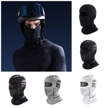 Зимняя маска для езды на лыжах и мотоцикле для мужчин и женщин, теплая, для лица и шеи, ветрозащитная, для холодного головного убора One Size чёрный