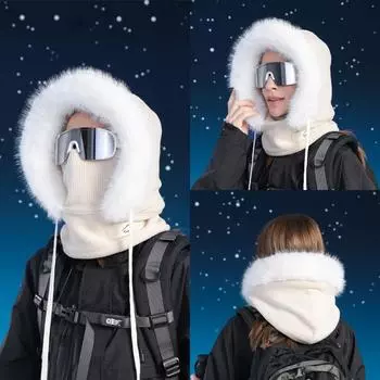 Зимняя маска шарф интегрированная шапка бархат теплая защитная шапка для ушей женская ветрозащитная шапка-бомбер для активного отдыха серый