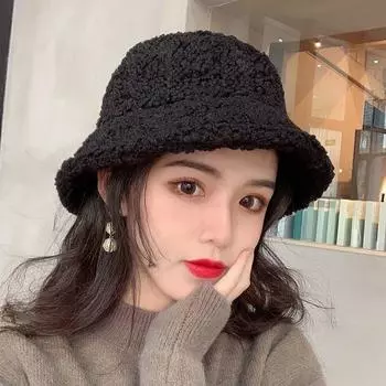 Зимняя милая мультяшная теплая плюс бархатная утолщенная уличная панама из овчины A6