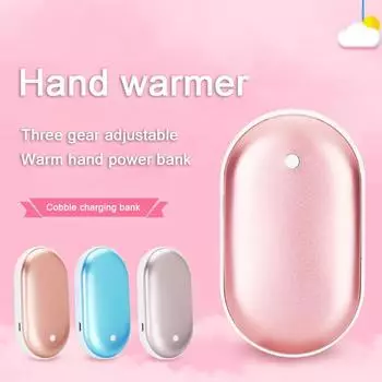 Зимняя мини-грелка для рук 5000 мАч USB-перезаряжаемая грелка для сотового телефона портативный электрический обогреватель мобильный внешний аккумулятор для девочек и мальчиков подарки серебряный