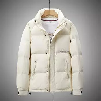 Зимняя мода белый утиный пух пух утолщенная водонепроницаемая ткань мужской воротник-стойка тренд M чёрный
