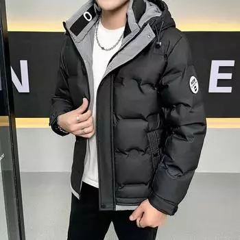 Зимняя мода Белый утиный пух пух утолщенная ткань U мужская с капюшоном тренд гарантия M чёрный