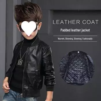 Зимняя мода для мальчиков и девочек 2024 года: Толстые кожаные куртки Size 150: Height 130, larger for belly