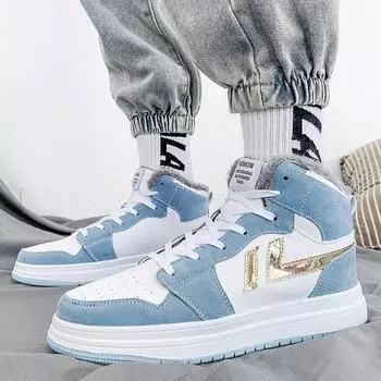 Зимняя мода кожаные и бархатные кроссовки больших размеров для пар с флисовой подкладкой и утепленной хлопковой подкладкой спортивная мужская обувь 36