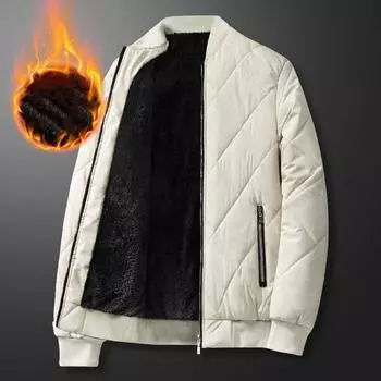 Зимняя мода плюс флис утолщенная теплая куртка большого размера с хлопковой подкладкой мужская повседневная свободная куртка S белый