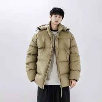 Зимняя мода простая модная популярная куртка с капюшоном мужская повседневная теплая зимняя куртка M