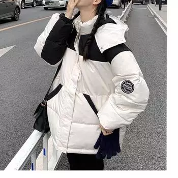 Зимняя мода, свободная женская куртка-пуховик для пар, парка для влюбленных с одеждой с капюшоном розового цвета S чёрный