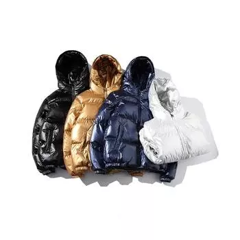 Зимняя мода толстая свободная блестящая хлопковая одежда с капюшоном мужская широкая свободная повседневная одежда хлопковая куртка XXXXXL чёрный