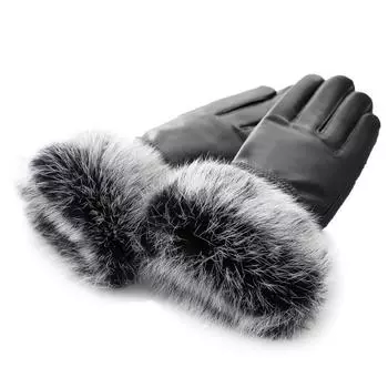 Зимняя мода знаменитостей женские перчатки из натуральной овчины перчатки из кроличьего меха варежки из натуральной кожи One Size белый